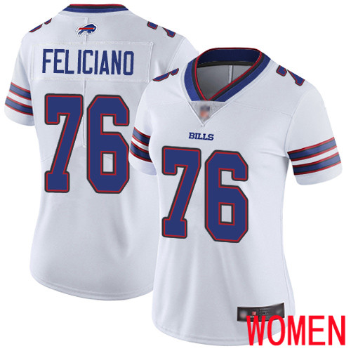Women Buffalo Bills #76 Jon Feliciano White Vapor Untouchable Limited Player NFL Jersey
